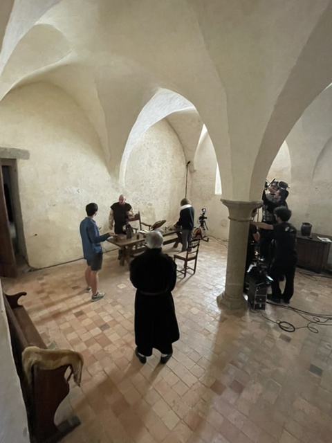 Tournage de film dans la salle des moines